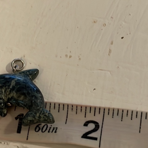 1.5” green granite dolphin charm pendant with jump hoop - Picture 9 of 10